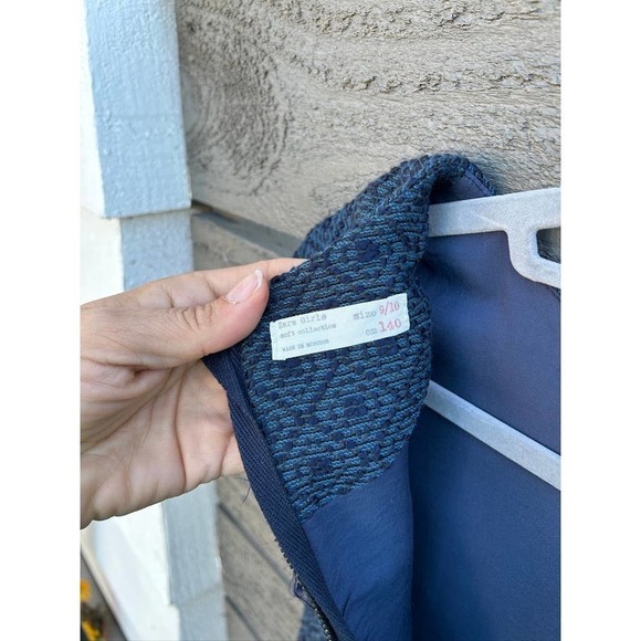 Zara Girls Navy Tweed A-Line Straight Dress with Cap Sleeves & Pockets - Sz 9/10 - Picture 4 of 4